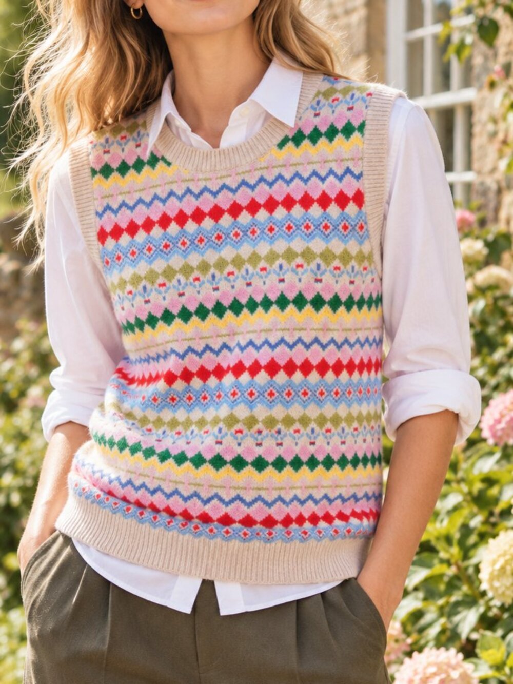 Boden Edie Fair Isle Sweater Vest S Multicolor Wool Alpaca Knit Tank K0907